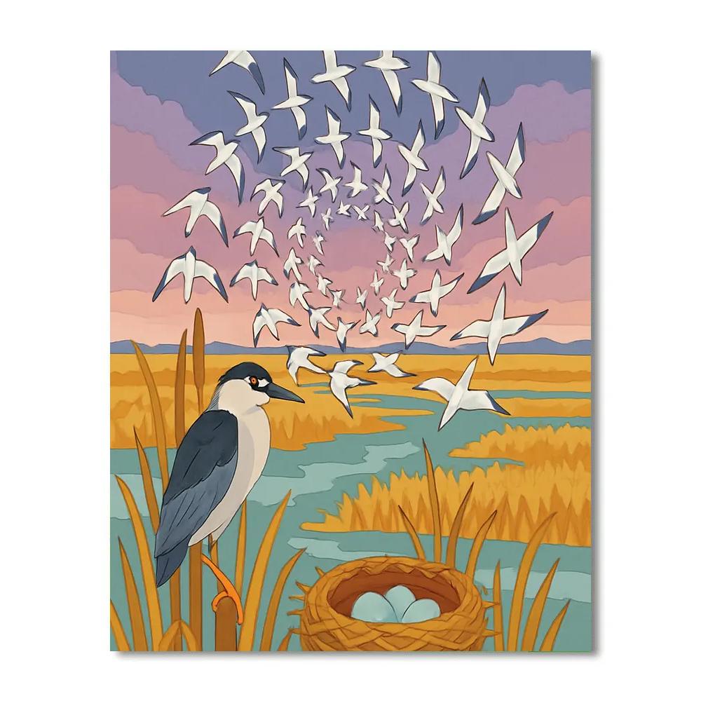 Reed Cathedral With Birds In Spiral Migration paint by numbers