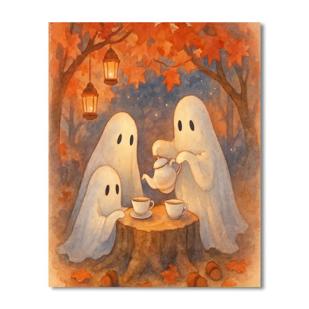 Ghost Tea Party Under The Maple Canopy paint by color