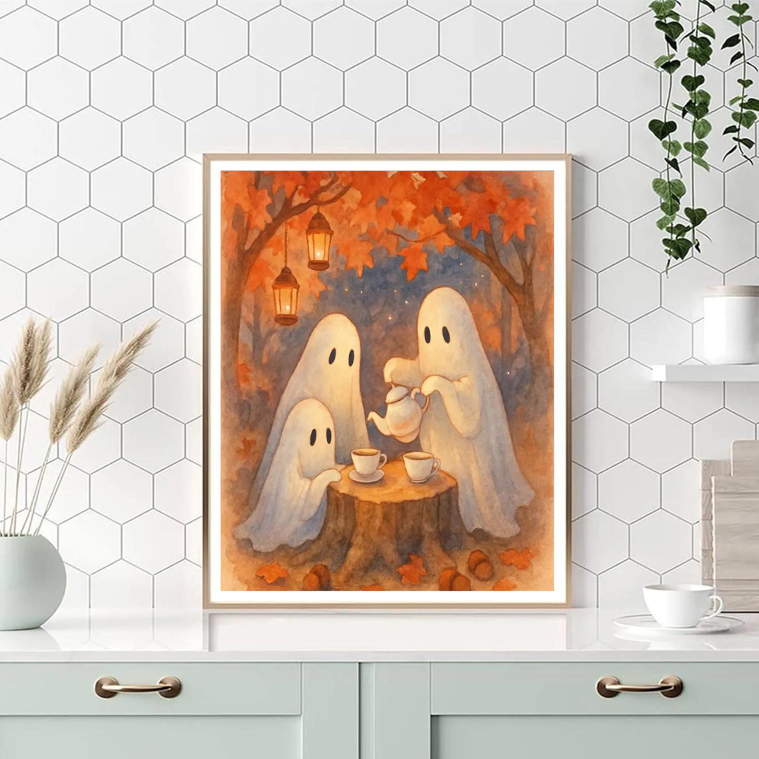 Ghost Tea Party Under The Maple Canopy paint by color