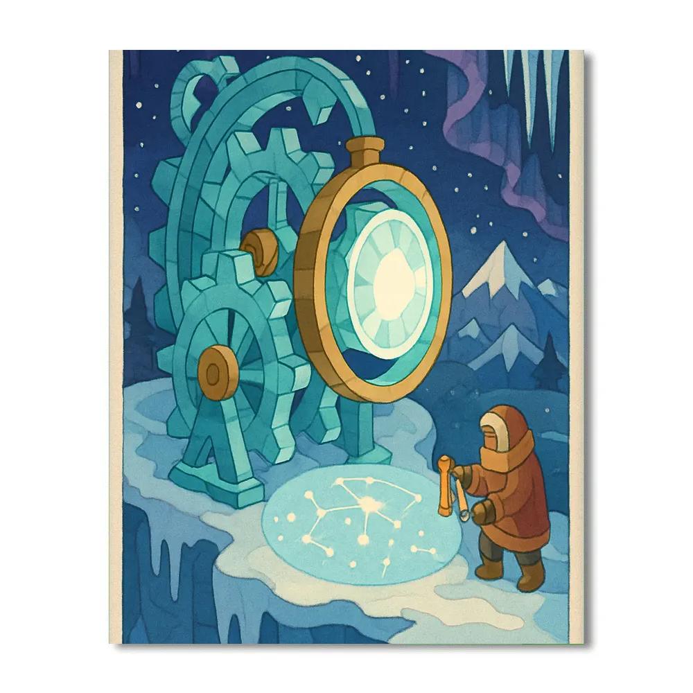 Clockwork Glacier Winter Observatory painting number kit