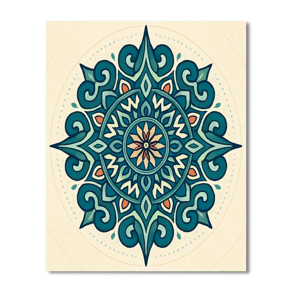 Tidal Glyph Mandala Compass paint by color