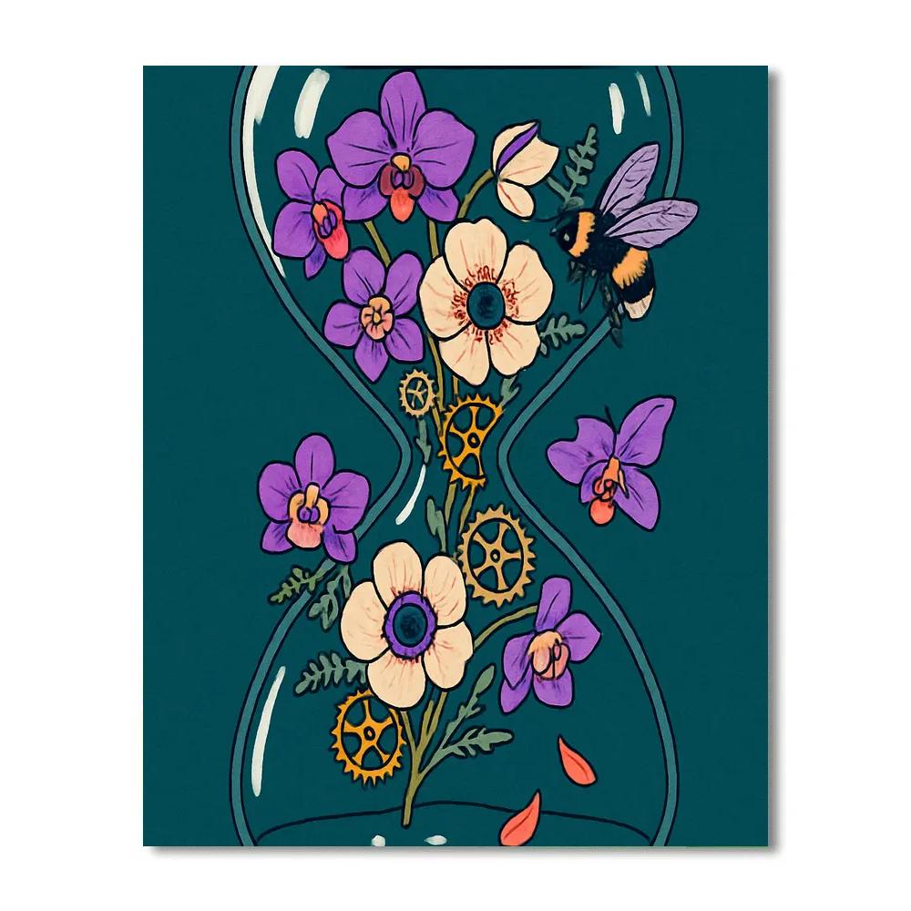 Clockwork Terrarium With Floral Bloom paint by number