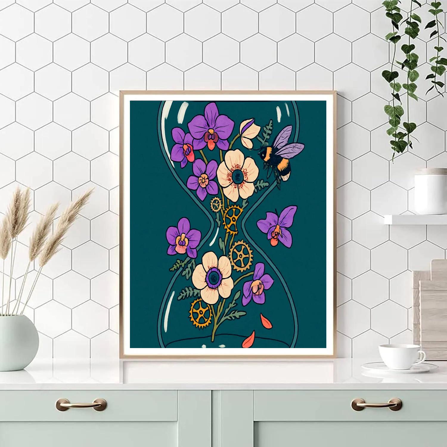 Clockwork Terrarium With Floral Bloom paint by number