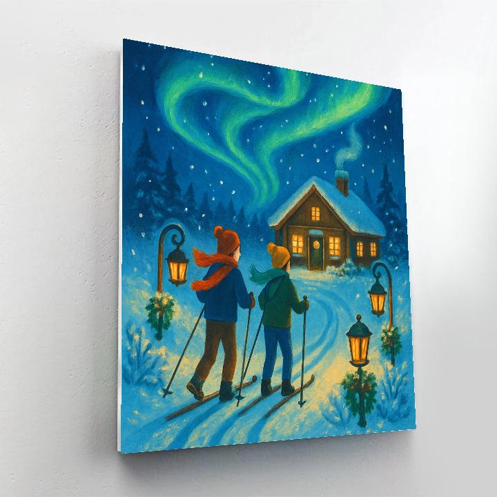 Aurora Lantern Ski Trail paint by numbers