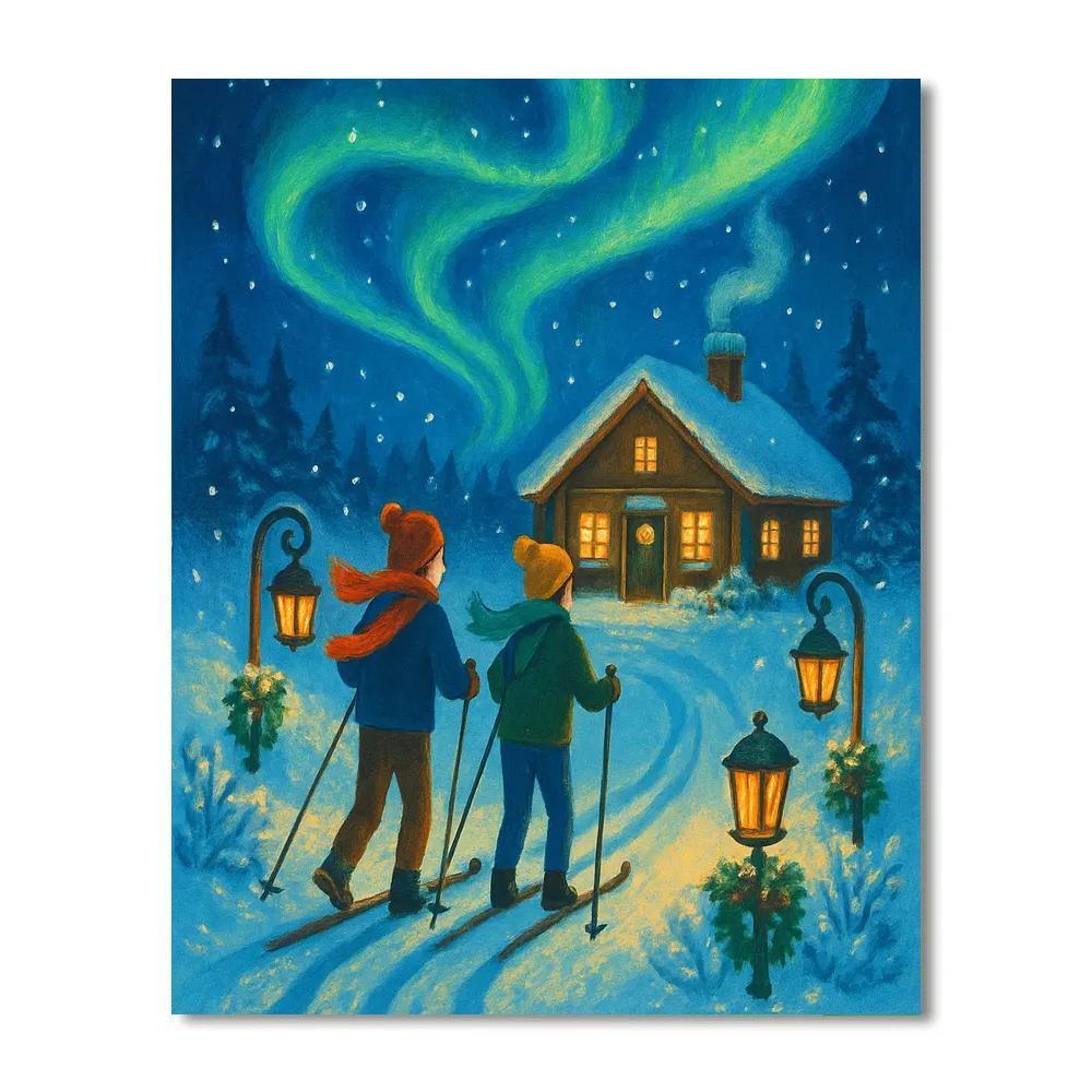 Aurora Lantern Ski Trail paint by numbers