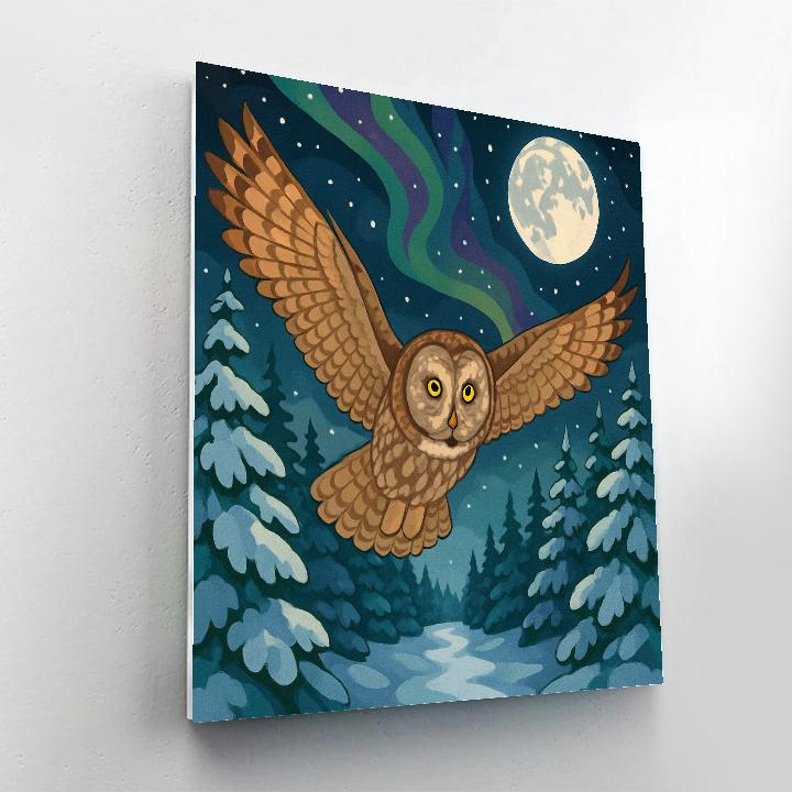 Aurora Borealis Owl Drift paint by number
