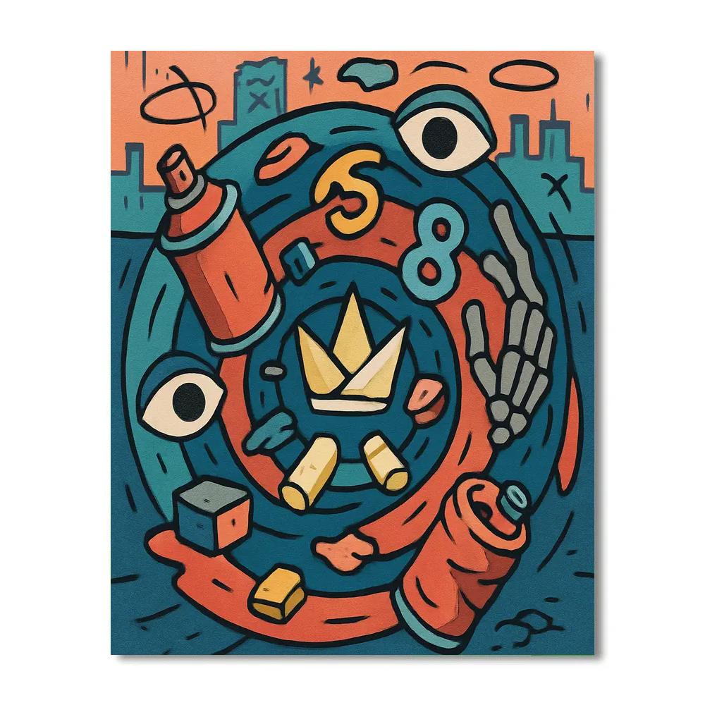 Crown Spiral With Basquiat Relics DIY paint by numbers