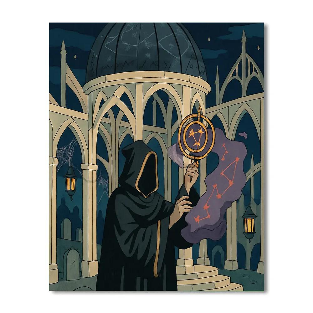Gothic Crowned Astronomer At The Bone Observatory paint by color