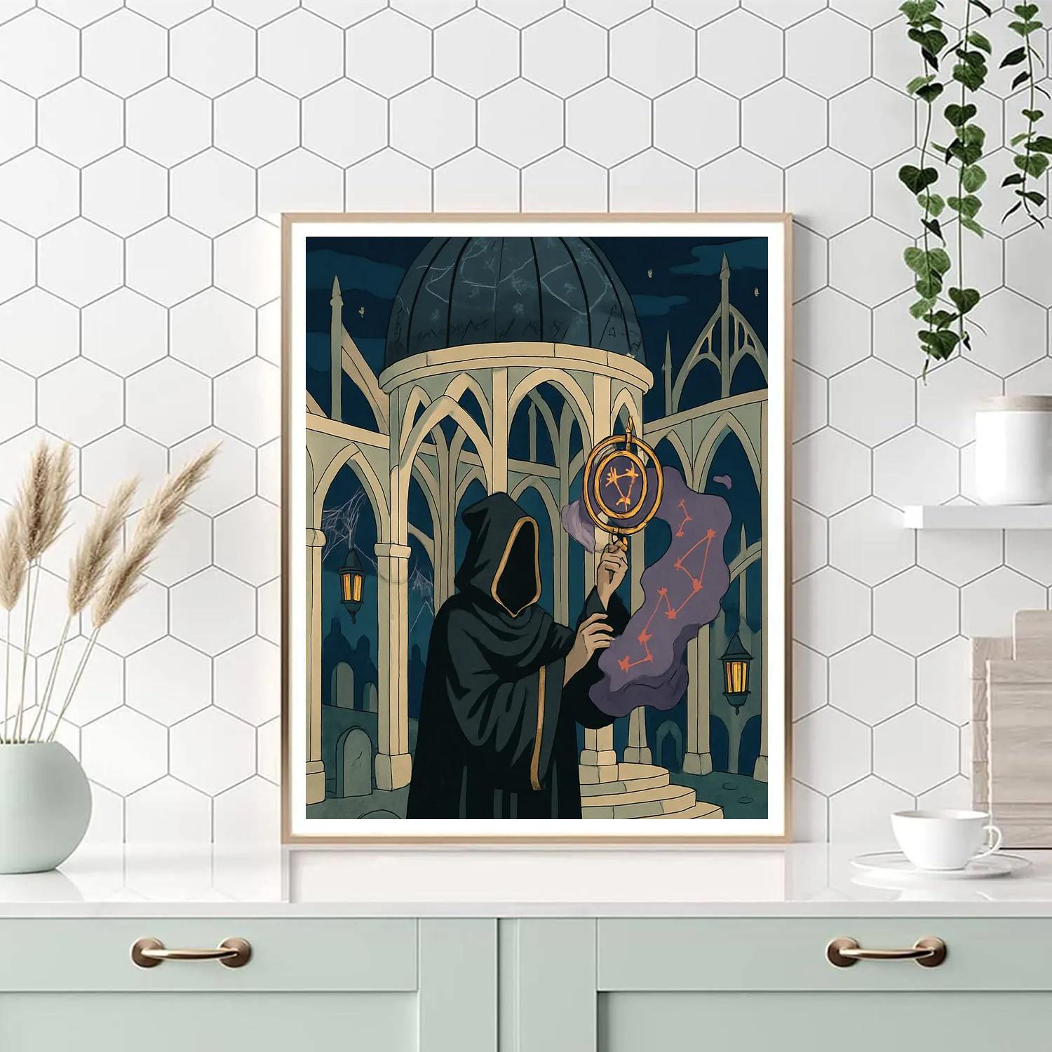 Gothic Crowned Astronomer At The Bone Observatory paint by color