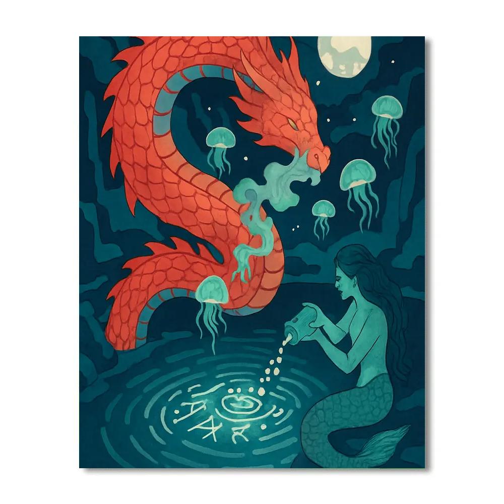 Fantasy-Rooted Coral Dragon Sanctuary DIY paint by numbers