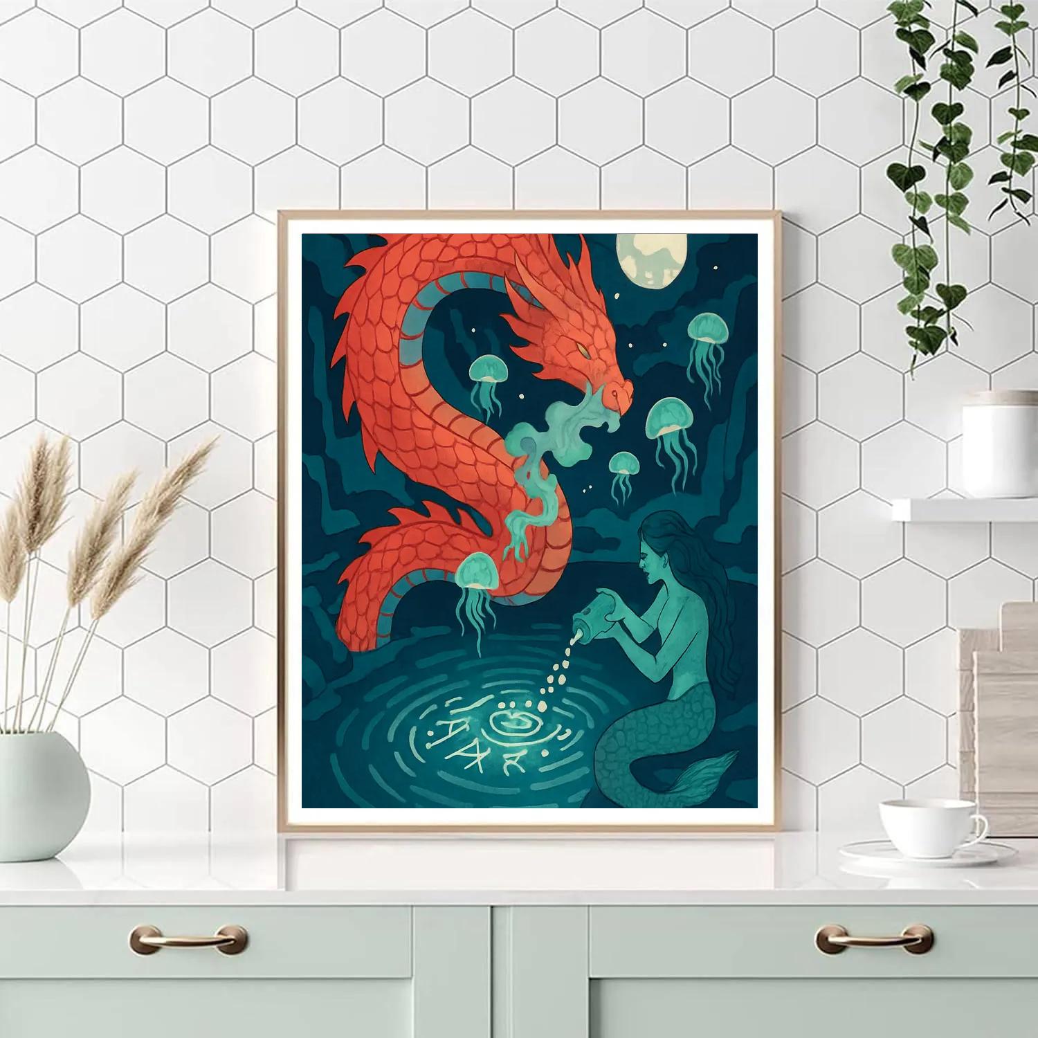 Fantasy-Rooted Coral Dragon Sanctuary DIY paint by numbers