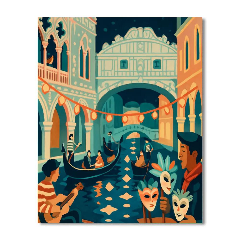 Festival Lights Over Canals In Venice Numbered painting kits