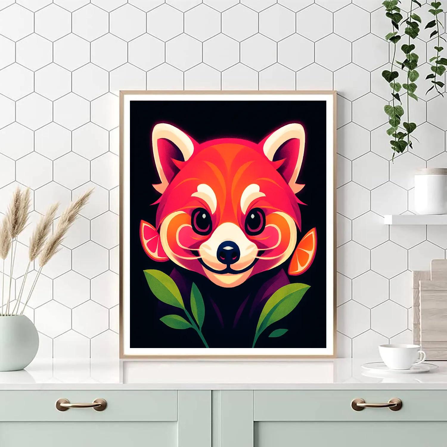 Neon Orchard Red Panda painting number kit