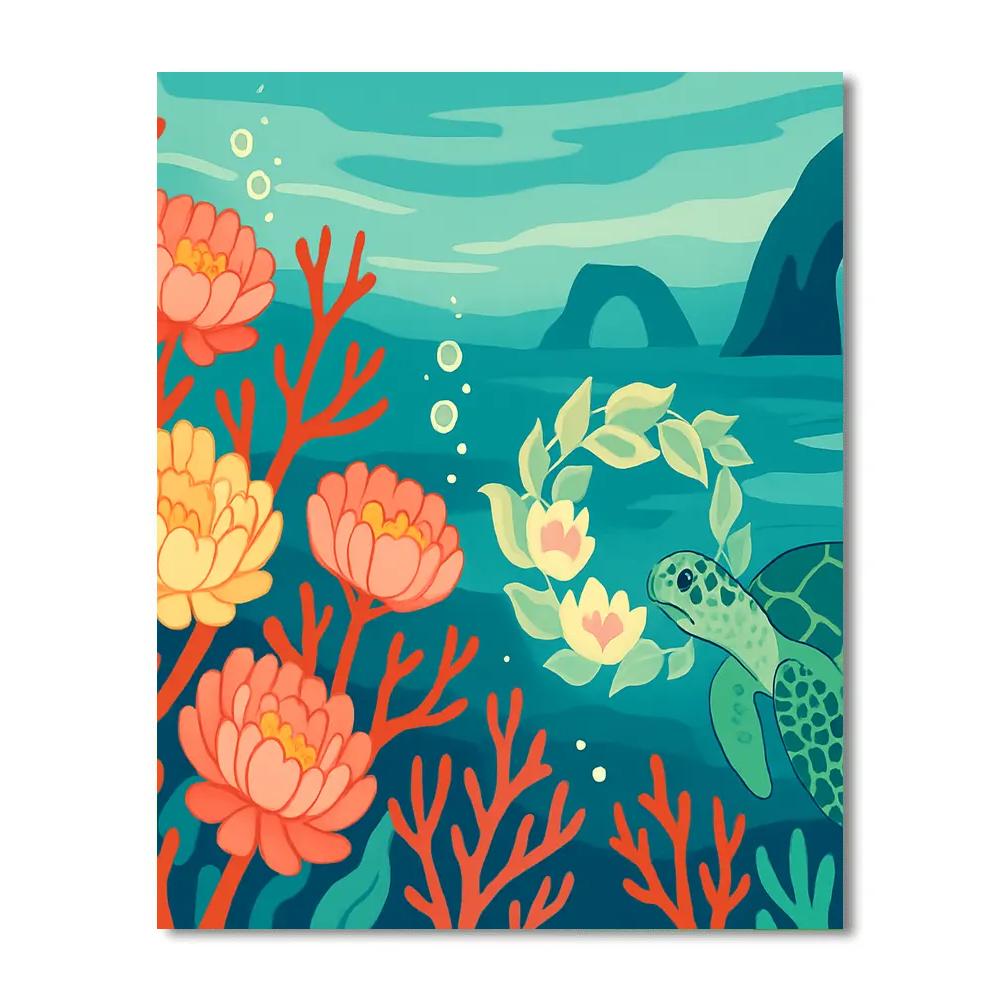 Floral-Crowned Reef Garden Number painting
