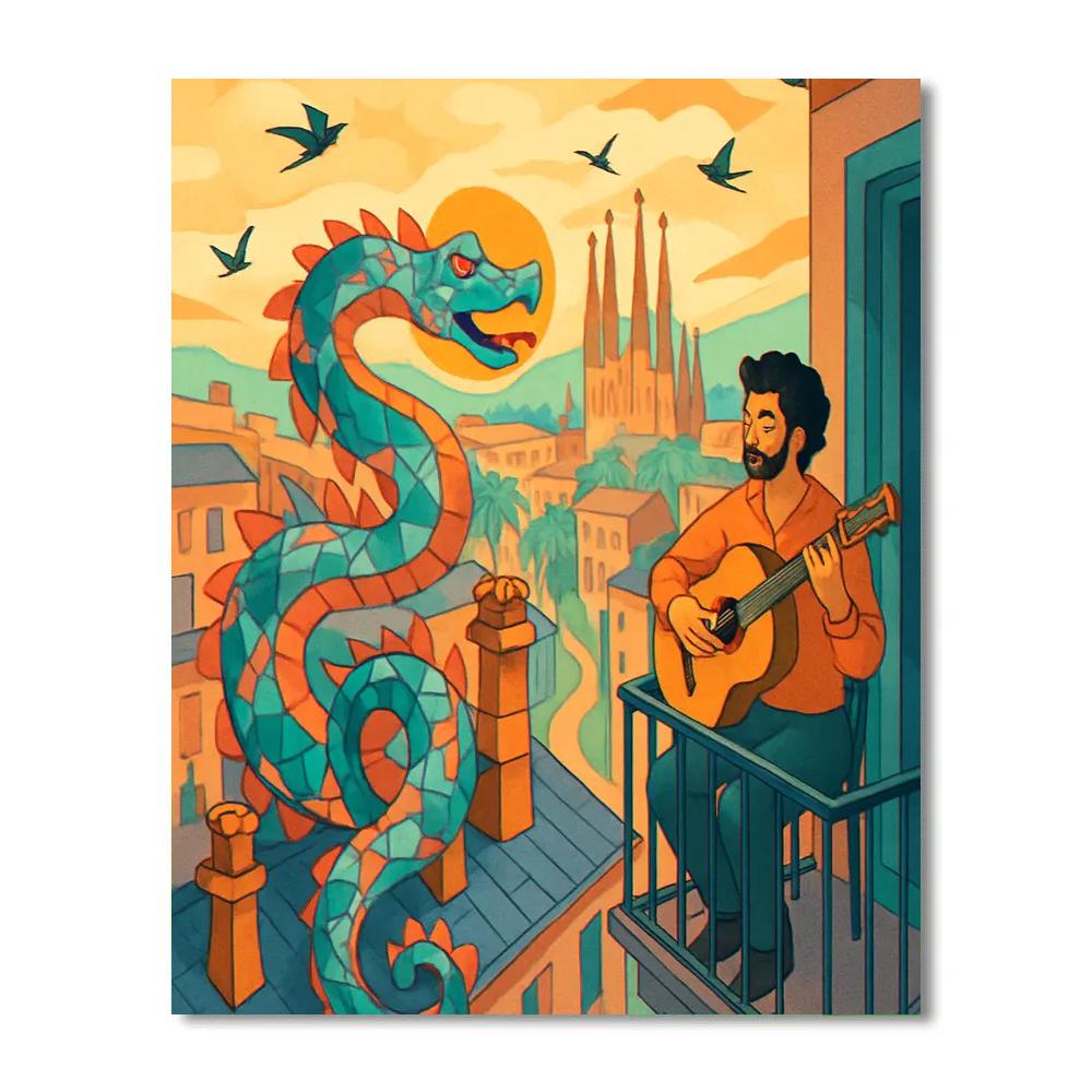 Gaudi Spirals Spain Crafted Skyline paint by numbers