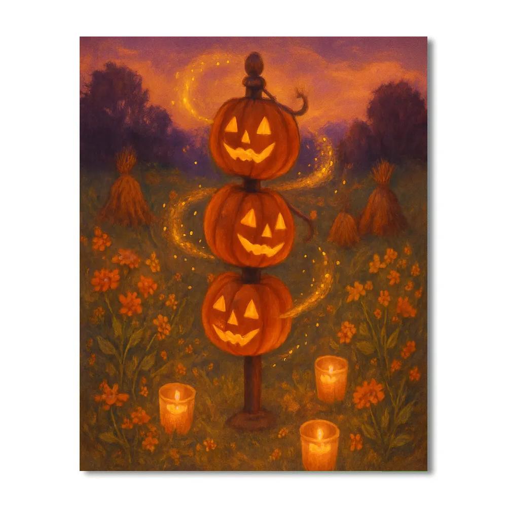 Jack O Lantern Carousel In The Meadow paint by number