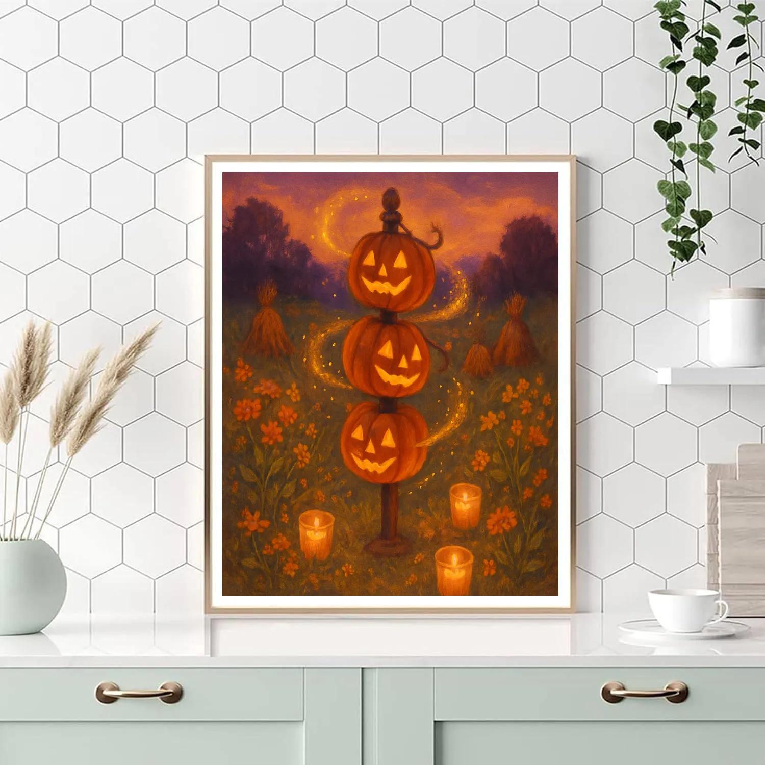 Jack O Lantern Carousel In The Meadow paint by number