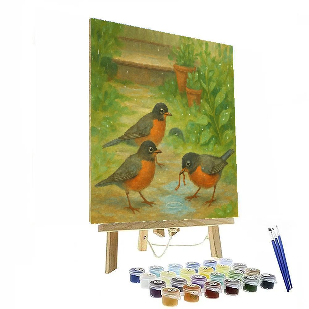 Porch Garden Robins After A Soft Rain Number painting