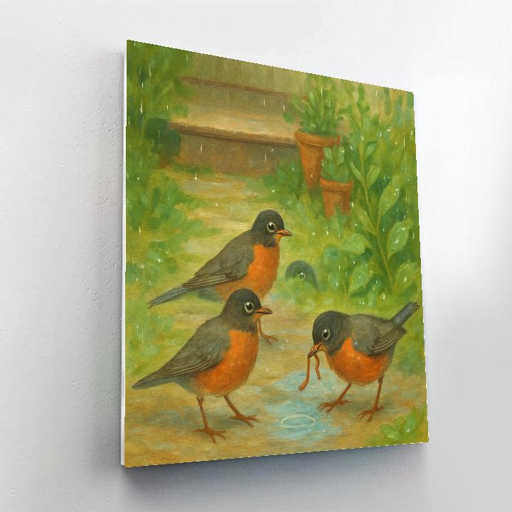 Porch Garden Robins After A Soft Rain Number painting