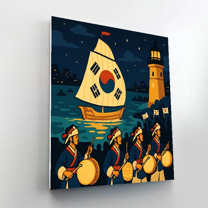 Harbor Lantern Festival National Parade Number painting