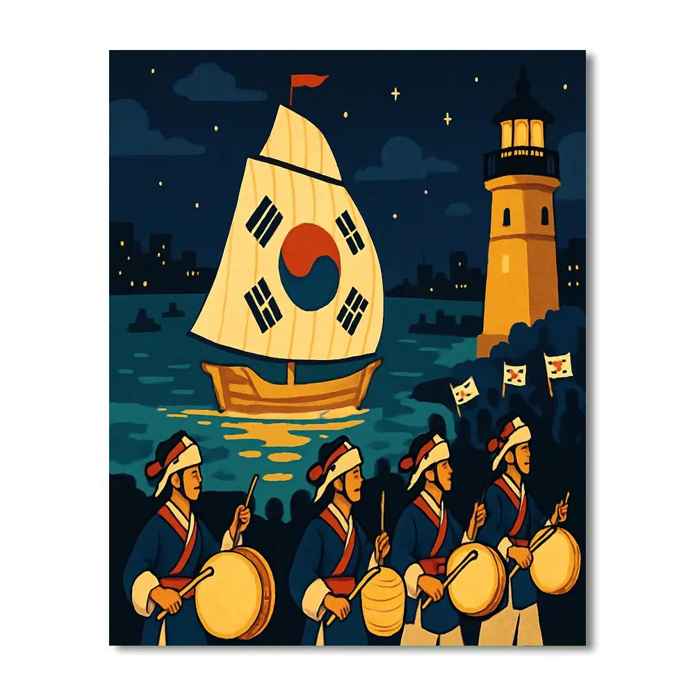 Harbor Lantern Festival National Parade Number painting