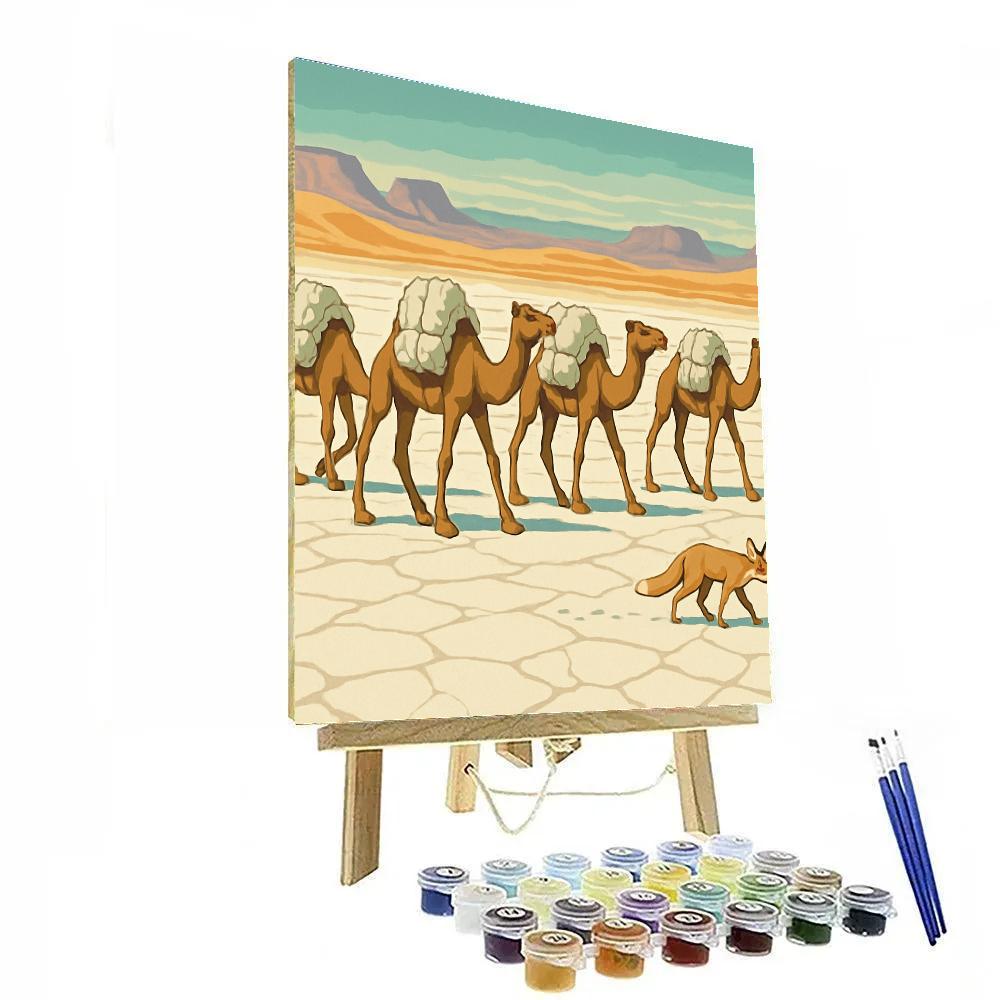 Salt Flat Caravan In Desert Light paint by number