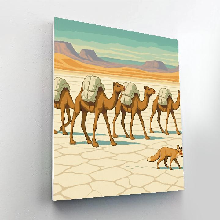 Salt Flat Caravan In Desert Light paint by number