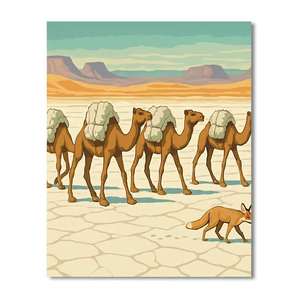 Salt Flat Caravan In Desert Light paint by number