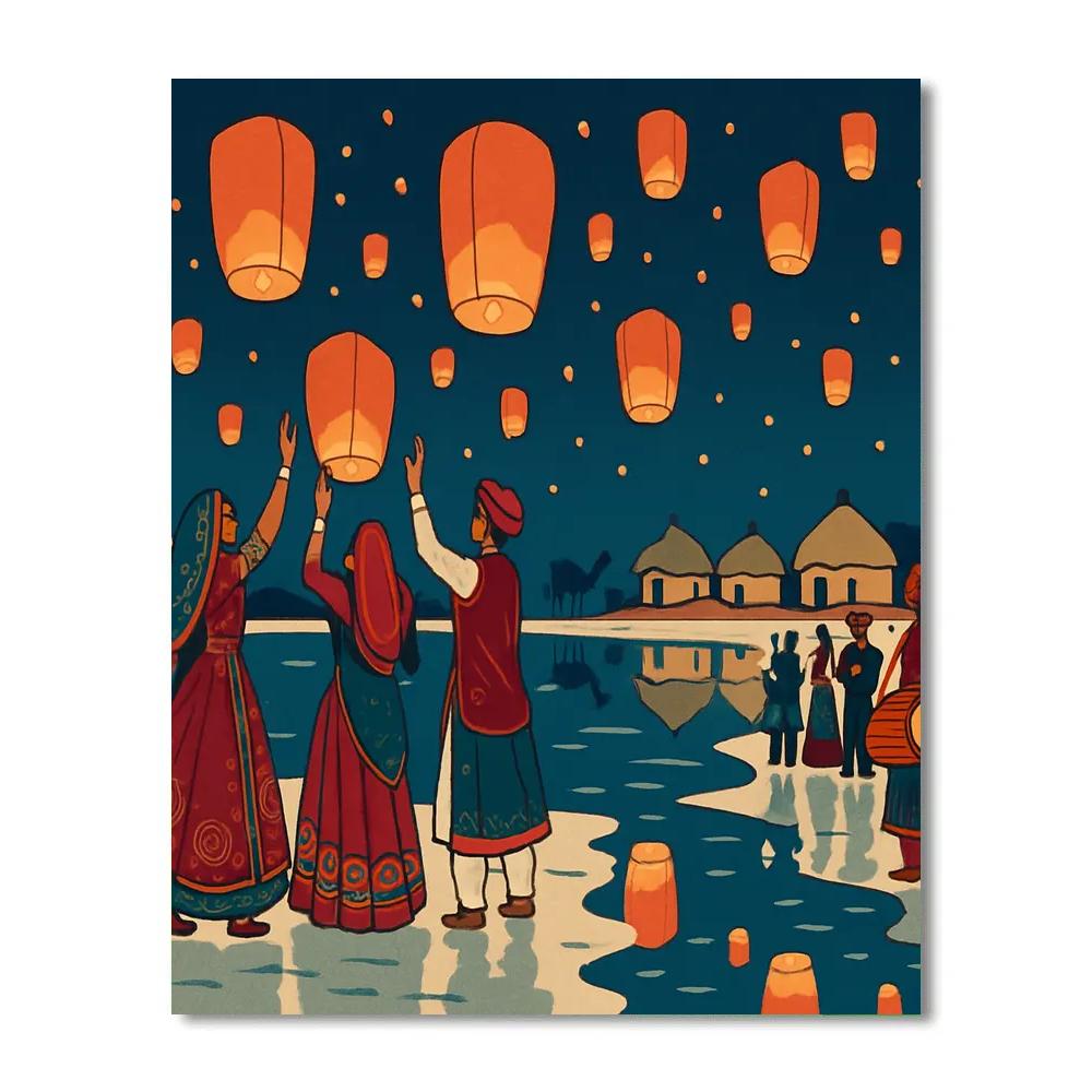 India Sky Lanterns Over The Rann DIY paint by numbers