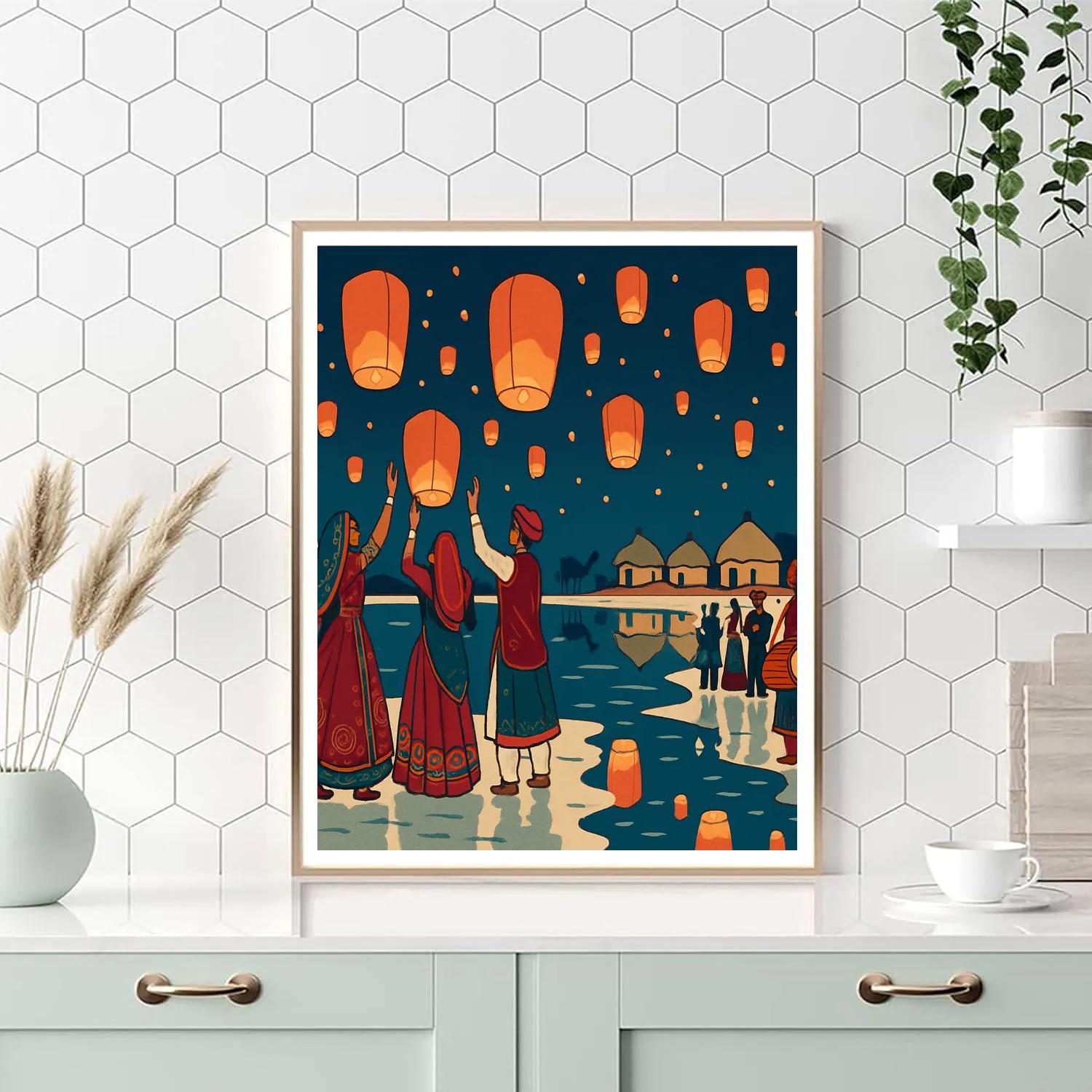 India Sky Lanterns Over The Rann DIY paint by numbers