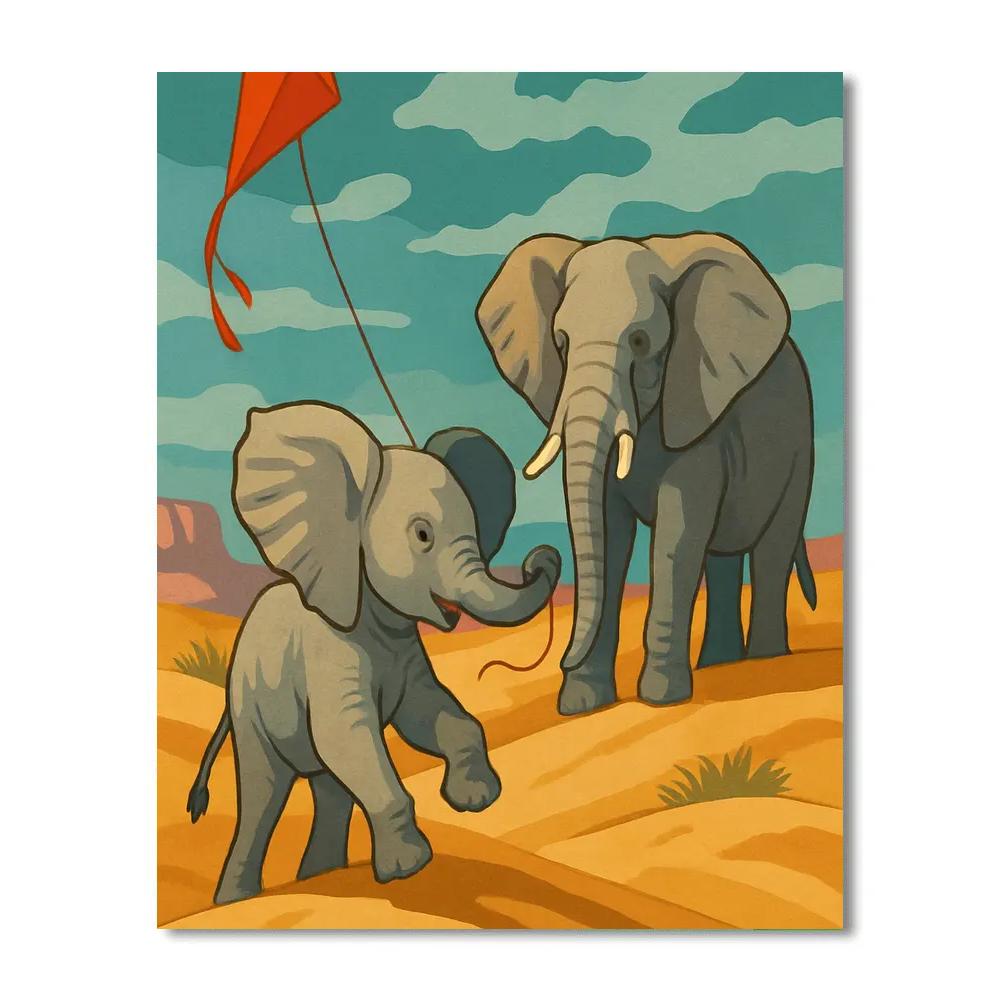 Kite Festival Elephant In The Dune Wind Paint by numbers art