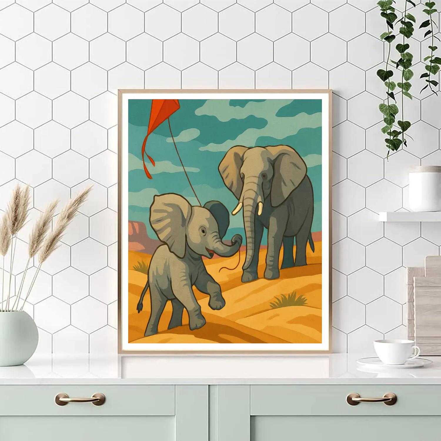 Kite Festival Elephant In The Dune Wind Paint by numbers art