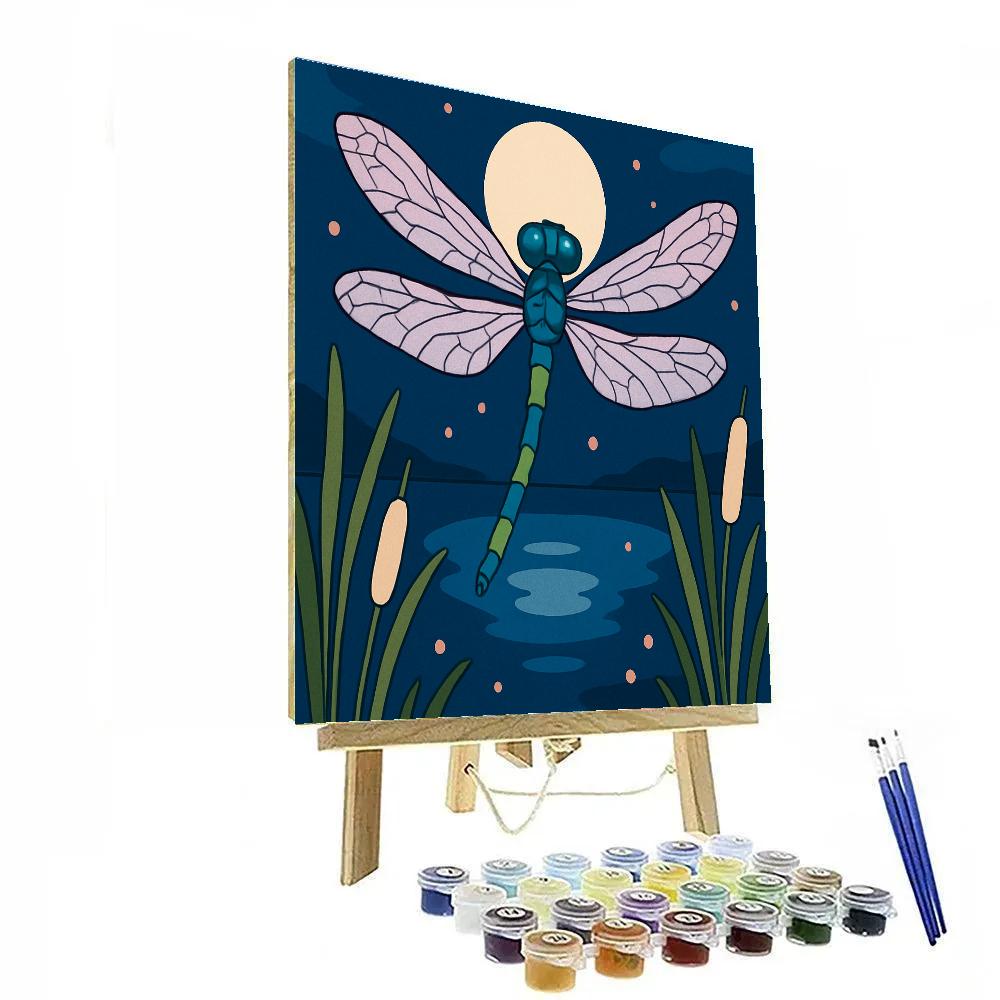 Dragonfly Lantern Over Moonlit Marsh Painting by numbers kit