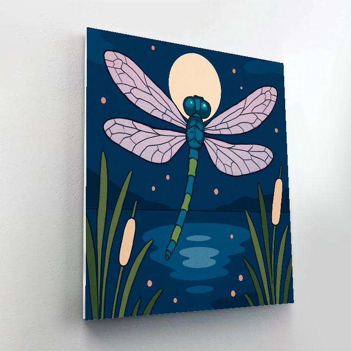 Dragonfly Lantern Over Moonlit Marsh Painting by numbers kit