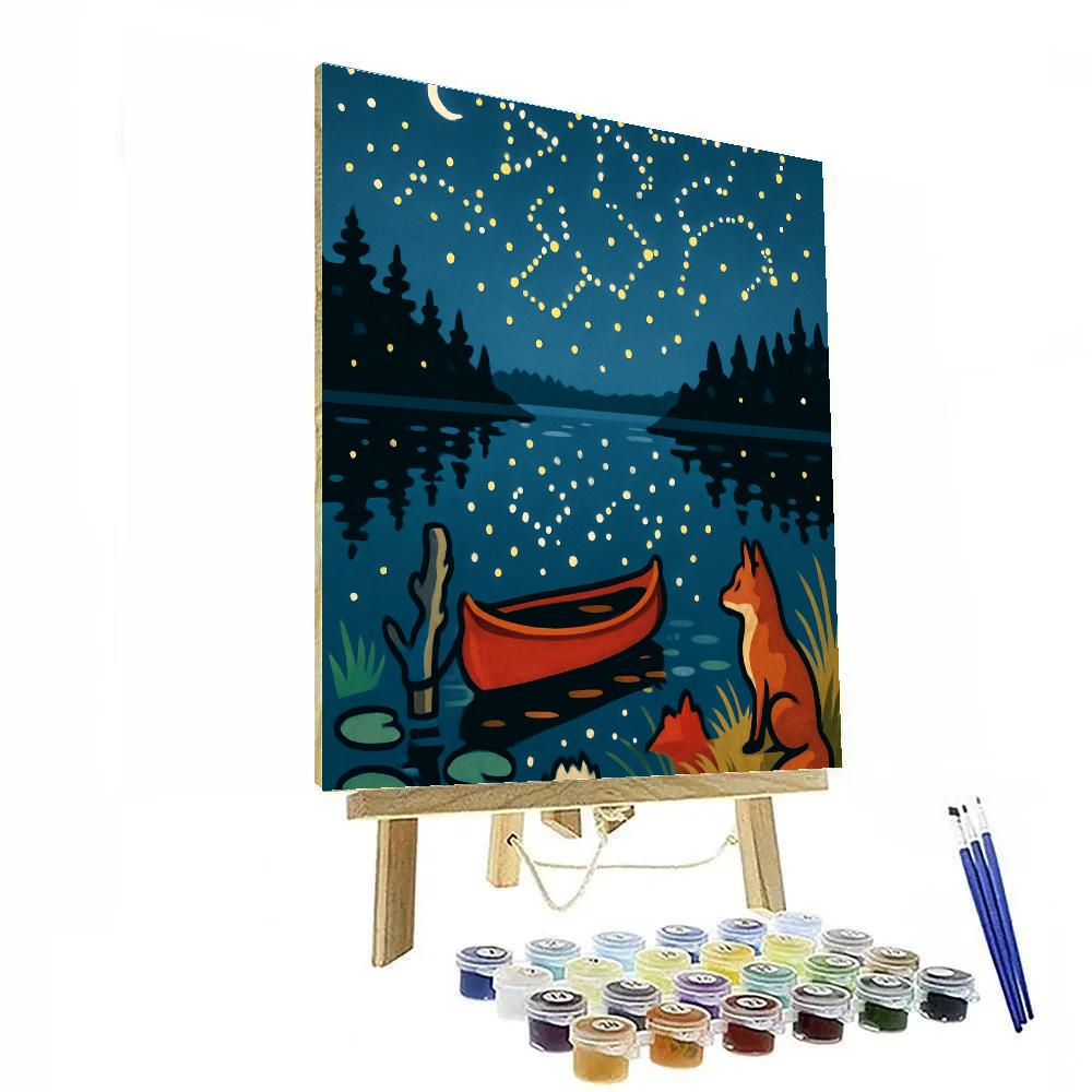 Canoe Landing With Lake Firefly Constellations painting number kit