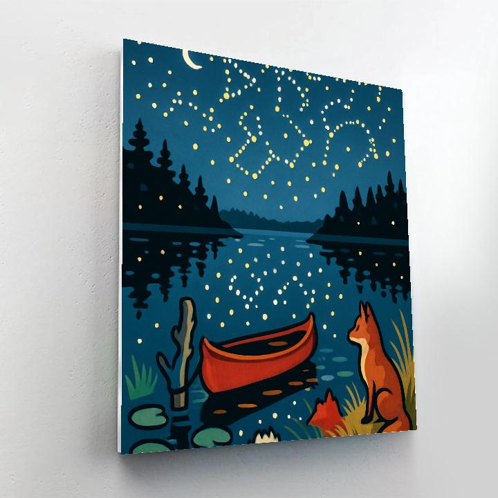 Canoe Landing With Lake Firefly Constellations painting number kit