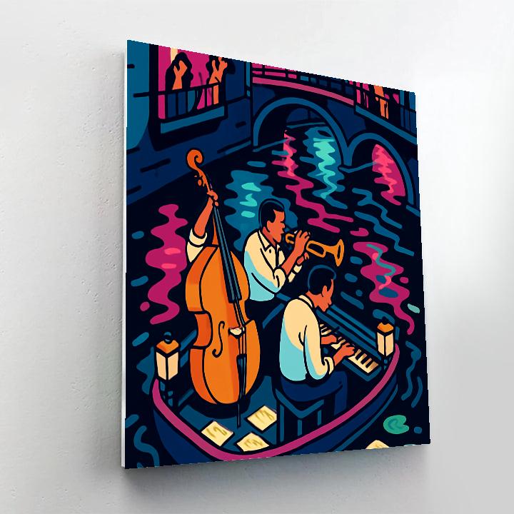 Neon Canal At Midnight With Jazz paint by numbers