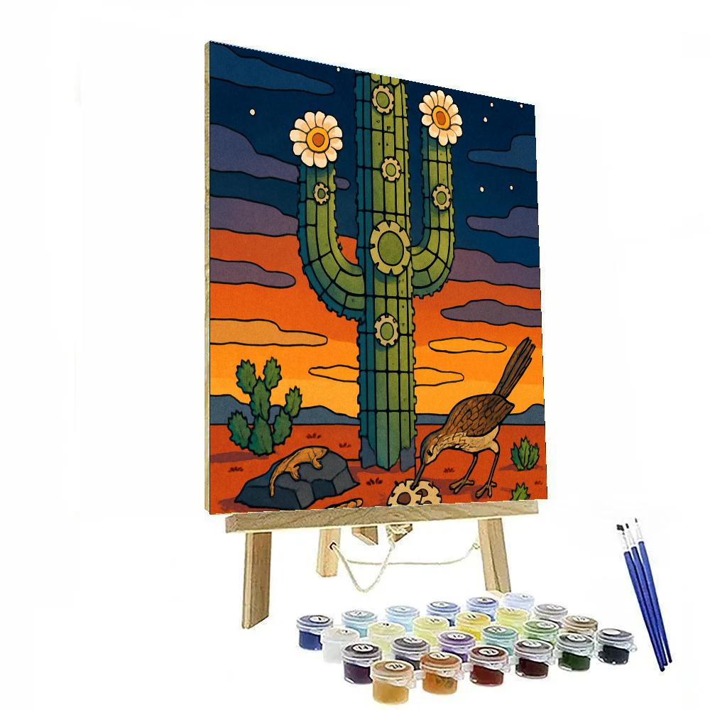 Desert Bloom Clockwork Cactus DIY paint by numbers