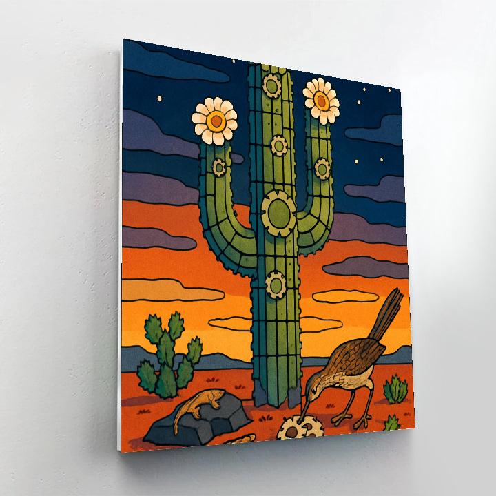 Desert Bloom Clockwork Cactus DIY paint by numbers