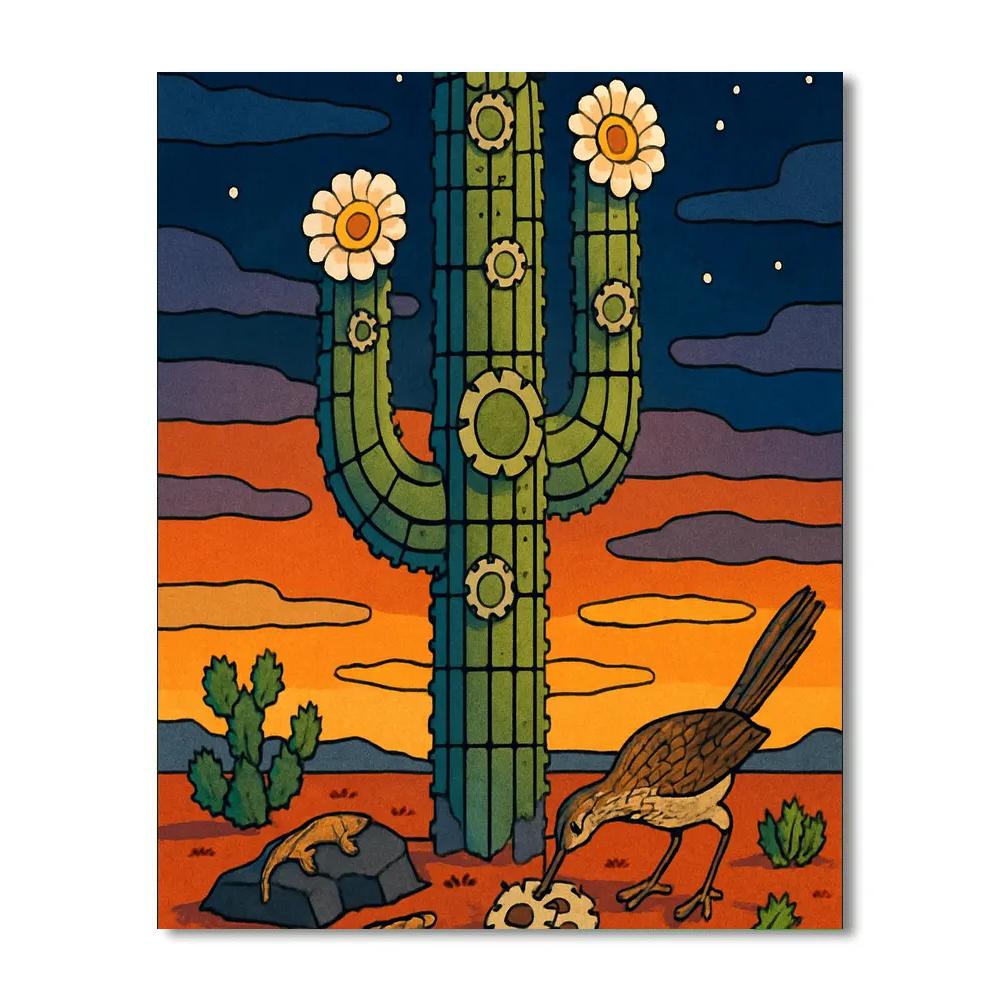 Desert Bloom Clockwork Cactus DIY paint by numbers