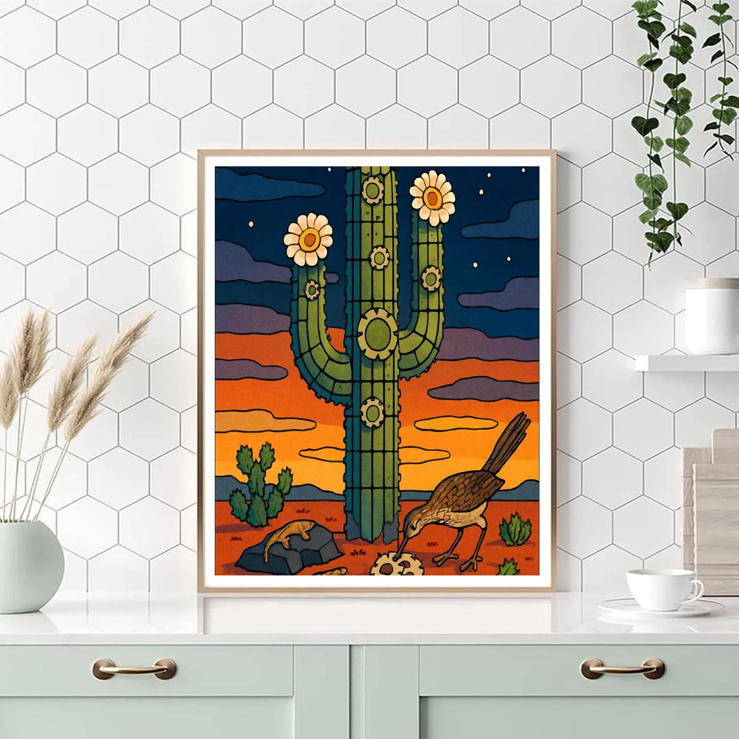 Desert Bloom Clockwork Cactus DIY paint by numbers