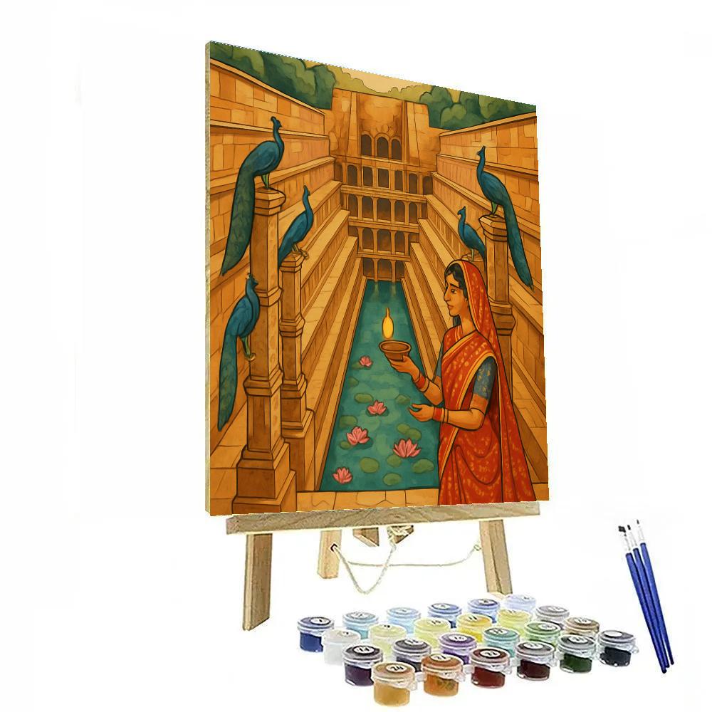 Stepwell Geometry In India Monsoon Light DIY paint by numbers