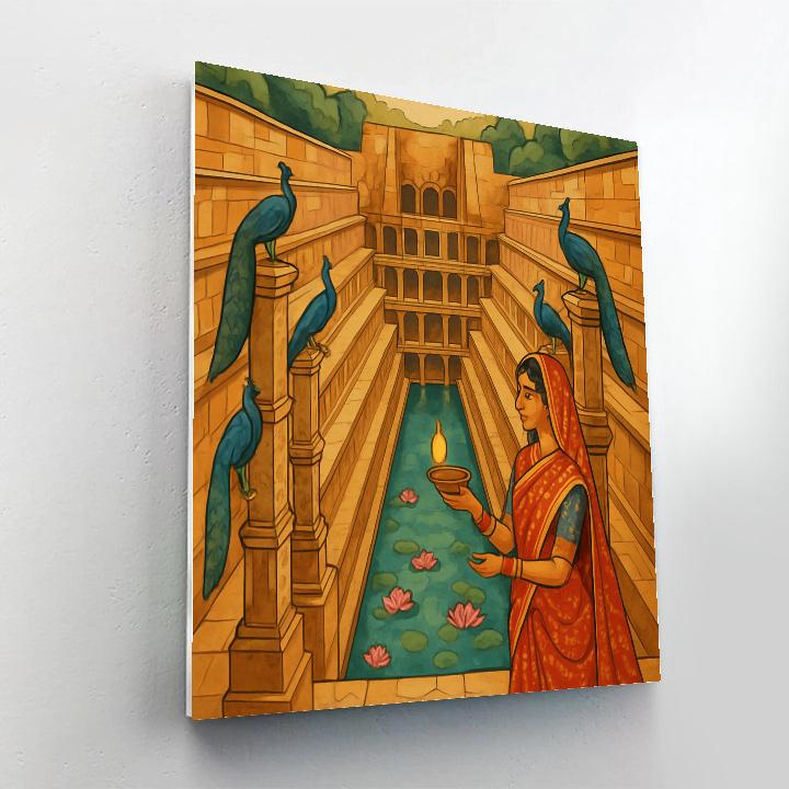 Stepwell Geometry In India Monsoon Light DIY paint by numbers