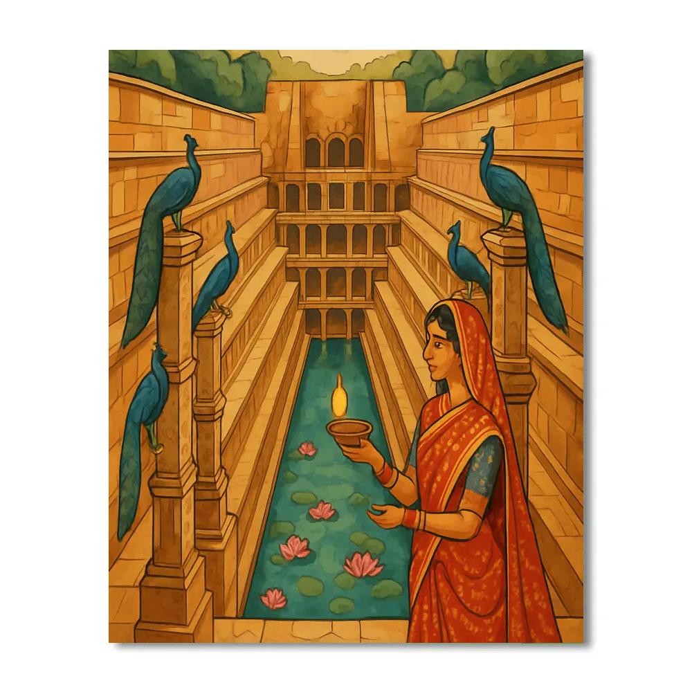 Stepwell Geometry In India Monsoon Light DIY paint by numbers