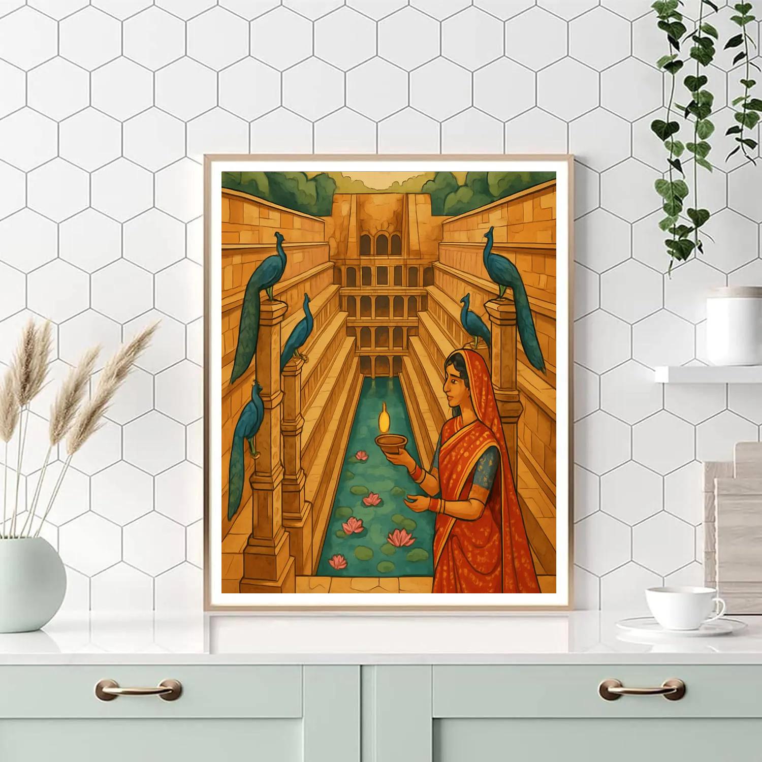 Stepwell Geometry In India Monsoon Light DIY paint by numbers