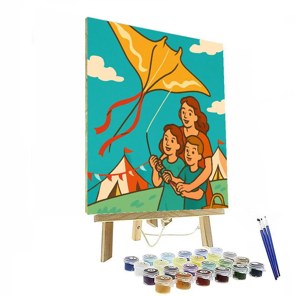 Kite Festival With Mother And Twins DIY paint by numbers