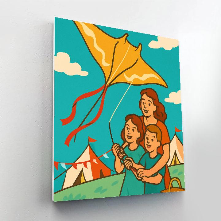 Kite Festival With Mother And Twins DIY paint by numbers