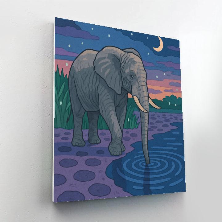 River Mirror With Elephant Footprints paint by numbers