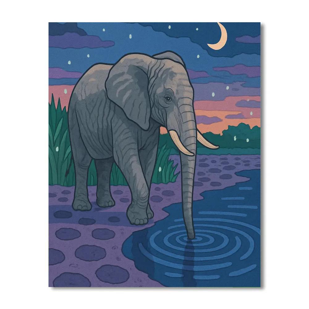 River Mirror With Elephant Footprints paint by numbers