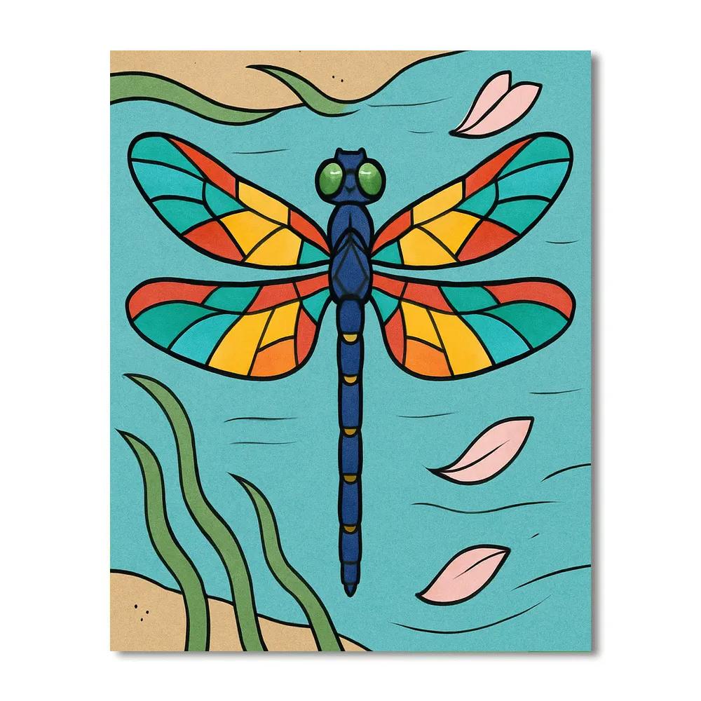 Glasswing Mosaic With Dragonfly Focus Number painting